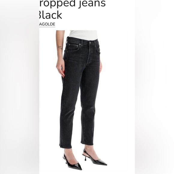 AGOLDE Riley Crop Jeans Straight Leg Cut 58267 Style A056-1286 Grey Black 27 - Picture 1 of 16